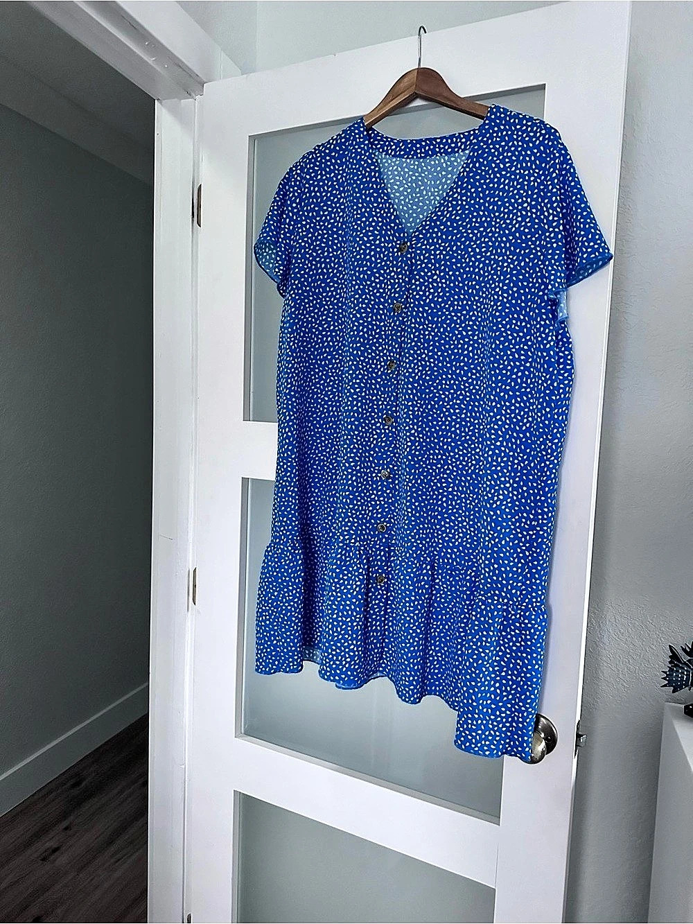 XXL Blue Maxi Mini Dress with White Dots Like New! 💙🧵🌊